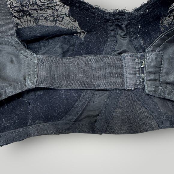 Vintage Top 1950s Permalift RARE Circle Stitch Black Floral Lace Bullet Bra 33B - Picture 4 of 6